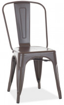 Chaise industrielle acier inoxydable marron Kaoko