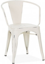 Chaise industrielle acier vieilli blanc crême Karia