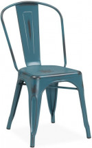 Chaise industrielle acier vieilli bleu Kaoko