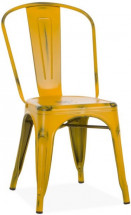 Chaise industrielle acier vieilli jaune Kaoko