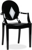 Chaise médaillon avec accoudoirs polycarbonate noir Satsu