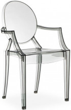 Chaise médaillon avec accoudoirs polycarbonate transparent fumé Satsu