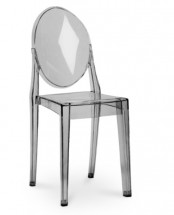 Chaise médaillon polycarbonate transparent gris Satsu