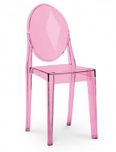 Chaise médaillon polycarbonate transparent rose Satsu