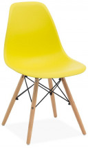 Chaise polypropylène jaune citron et hêtre massif clair Wako