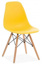 Chaise polypropylène jaune et hêtre massif clair Wako