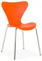 Chaise polypropylène orange et acier chromé Juna