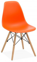 Chaise polypropylène orange et hêtre massif clair Wako