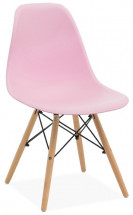 Chaise polypropylène rose et hêtre massif clair Wako