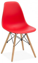 Chaise polypropylène rouge et hêtre massif clair Wako