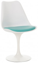 Chaise tulipe fixe polypropylène blanc et simili cuir bleu turquoise Tani