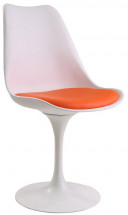 Chaise tulipe fixe polypropylène blanc et simili cuir orange Tani