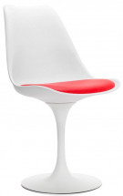 Chaise tulipe fixe polypropylène blanc et simili cuir rouge Tani