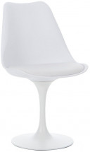 Chaise tulipe fixe polypropylène et simili cuir blanc Tani