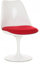 Chaise tulipe pivotante polypropylène blanc et tissu rouge Tani