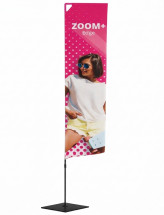 Drapeau événementiel Zoom+ EDGE - Mât imprimé assorti