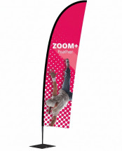 Drapeau publicitaire Zoom+ Feather - Mât noir en fibre de verre