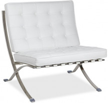 Fauteuil capitonné similicuir blanc Rohan