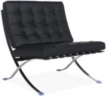 Fauteuil capitonné similicuir noir Rohan