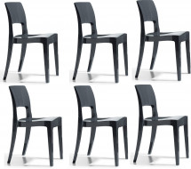 Lot de 6 chaises design polycarbonate anthracite Vima