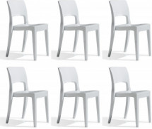 Lot de 6 chaises design polycarbonate blanc Vima