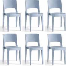 Lot de 6 chaises design polycarbonate bleu Vima