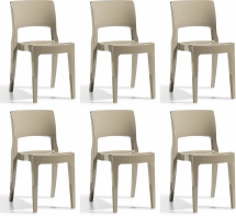 Lot de 6 chaises design polycarbonate taupe Vima