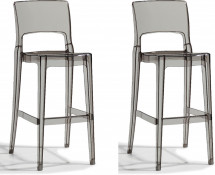 Lot de 2 chaises hautes design polycarbonate gris transparent Vima