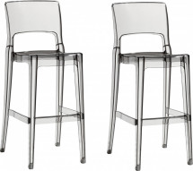 Lot de 2 chaises hautes design polycarbonate transparent Vima