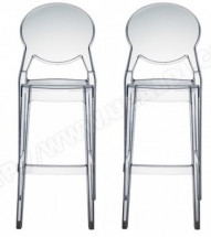 Lot de 2 tabourets médaillons polycarbonate transparent Talya H 116 cm