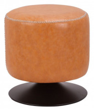 Pouf vintage simili cuir marron clair Atsu