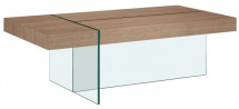 Table basse design bois clair et verre trempé transparent Akira