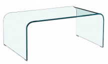 Table basse verre trempé courbé transparent Chan 110 cm