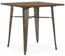 Table carrée bois massif foncé et métal Kaori