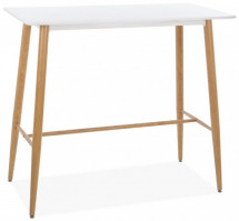 Table haute rectangulaire métal et bois blanc Hana 106