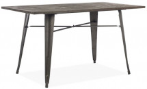 Table rectangulaire orme massif foncé et acier chromé Kaori 160