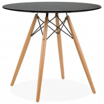 Table ronde bois noir Wako 80