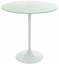 Table ronde tulipe verre trempé et métal blanc Fang 70