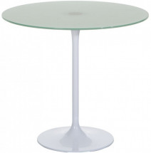 Table ronde tulipe verre trempé et métal blanc Fang 80