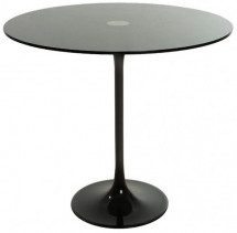 Table ronde tulipe verre trempé et métal noir Fang 70