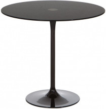 Table ronde tulipe verre trempé et métal noir Fang 80