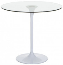 Table ronde tulipe verre trempé transparent et métal blanc Fang 80