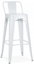 Tabouret avec dossier industriel acier blanc brillant Kiseko 77