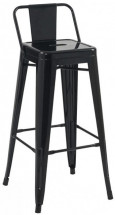 Tabouret avec dossier industriel acier noir brillant Kiseko 77