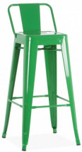 Tabouret avec dossier industriel acier vert brillant Kiseko