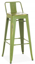 Tabouret avec dossier industriel acier vieille vert Kiseko