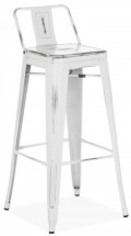 Tabouret avec dossier industriel acier vieilli blanc Kiseko