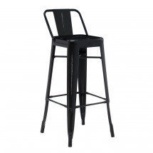 Tabouret avec dossier industriel acier vieilli noir Kiseko 77