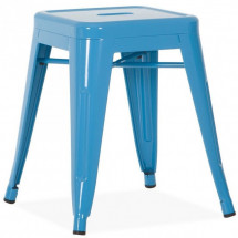 Tabouret bas acier bleu Kota