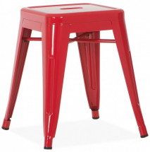 Tabouret bas acier rouge Kota